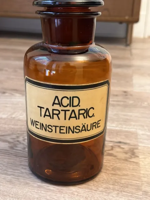 Apothekenflasche Flasche Acid Tartaric Weinsteinsäure Apothekenglas Glas