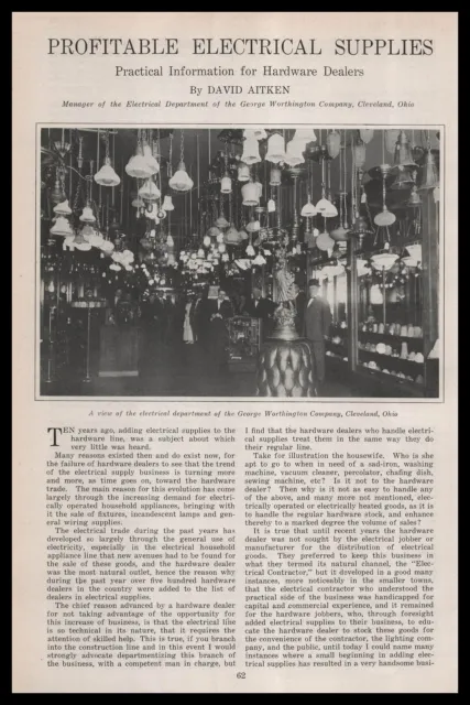 1914 George Worthington Hardware Store Photo Cleveland 2-Page Article Print Ad