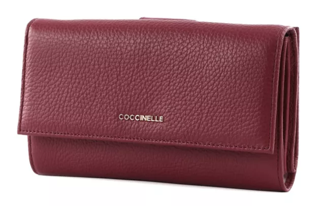 COCCINELLE Metallic Soft Wallet Geldbörse Garnet Red beere Neu