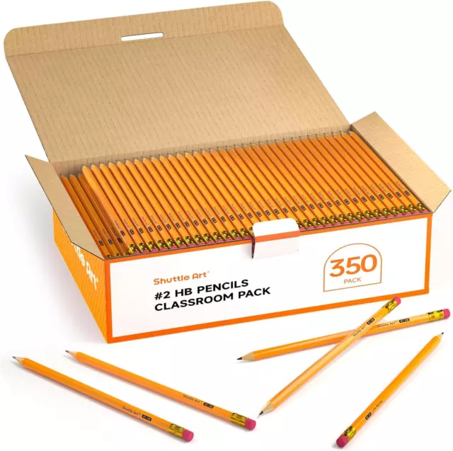 Wood-Cased #2 HB Pencils, 350 Pack Sharpened Yellow Pencils with Erasers, Bulk P