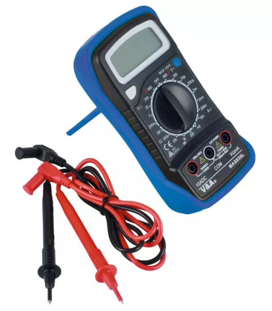 Digital Multimeter CAT III - 600V AC DC Digital Display Test Leads Data Hold