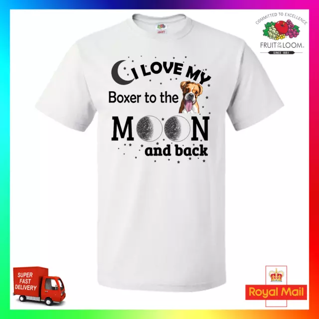 Maglietta I Love My Boxer To The Moon And Back unisex fantastico cucciolo di cane