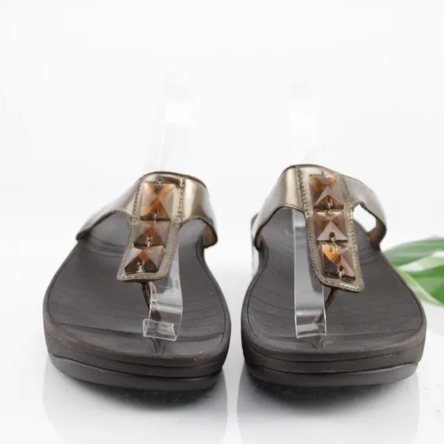 Fitflop Women's Walkstar Sandal Size 9 Thong Slide Gold Rhinestone Flip Flop 3