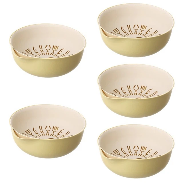 Juego de 5 tamiz de cocina 2 en 1 tamiz de colador de cocina colador de plástico con soporte de almacenamiento