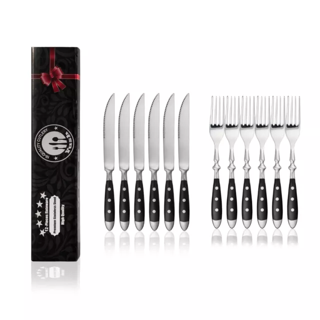 12tlg. Steakbesteck Steak Messer Gabel Grillbesteck Pizzabesteck Besteckset Set