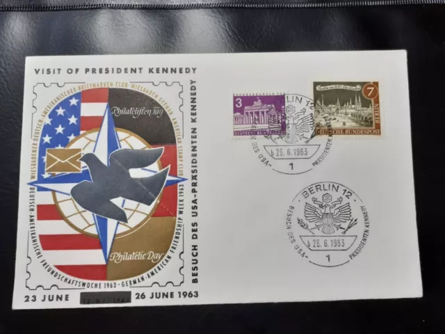 Seltene Gedenkkarte / Sonderkarte , Besuch Kennedy in Berlin 26.6.1963 , Stempel