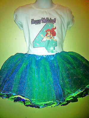 ARIEL -Little Mermaid birthday Dress 2 Pc Tutu Birthday  1T,2T,3T,4T,5T,6T.7T