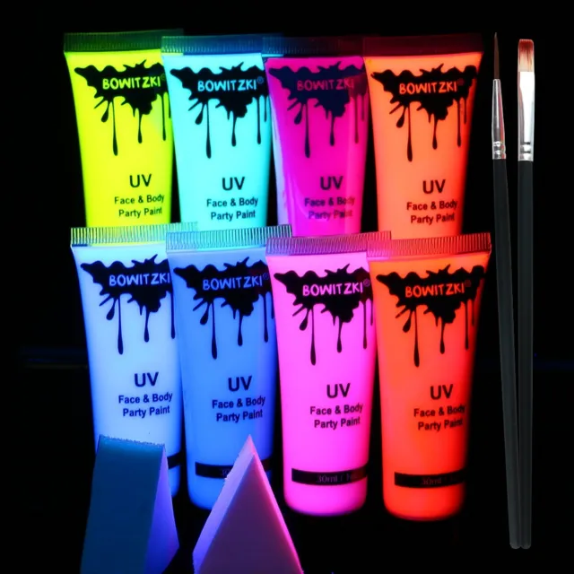 Bowitkzi Water Based Cream Neon UV Cream Face Body Paint Kit 30ml*8 Xmas Party