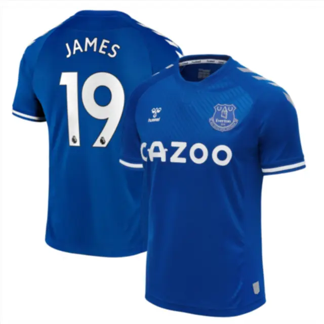 Maglietta da calcio Everton bambino (taglia 9-10y) Hummel camicia casa - James 19 - nuova