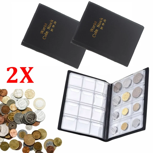2X Collecting 120 Pockets World Coin Collection Storage Holder Money Album Black