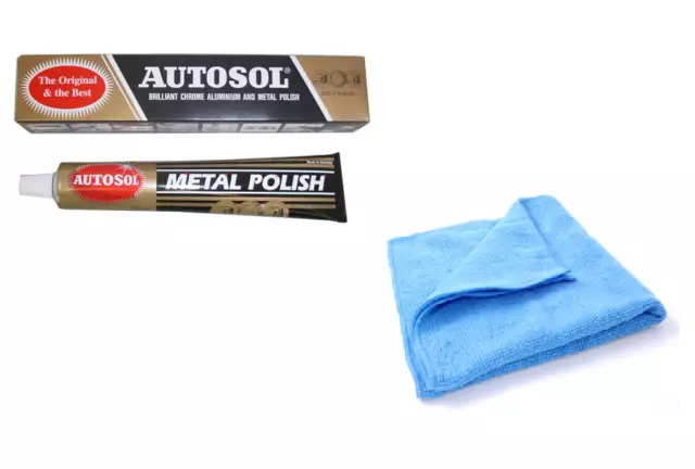 Autosol Solvol Chrome Polish Aluminium Metal Paste Polish Car Motorcycle + CLOTH