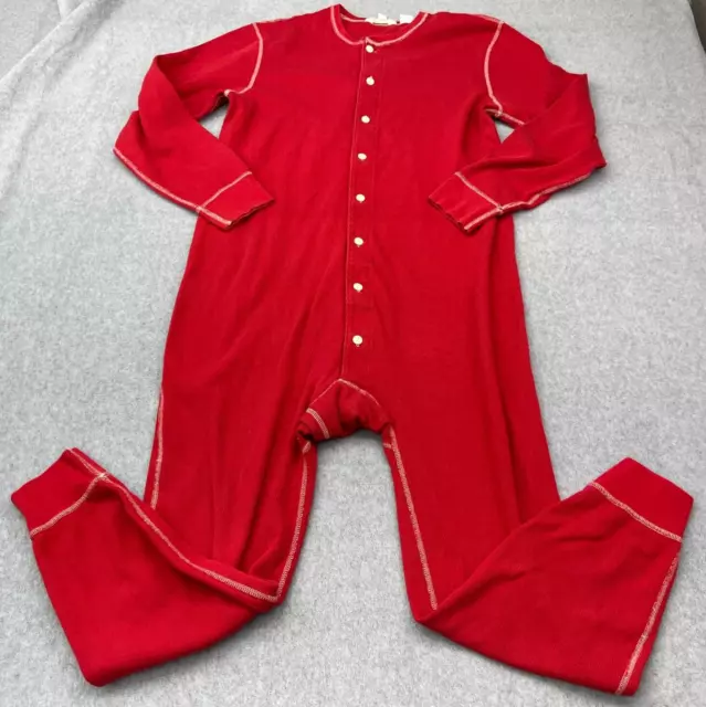J. Crew Men's M Knit Goods Union Suit Long Johns Pajamas Red Fireman’s Flap