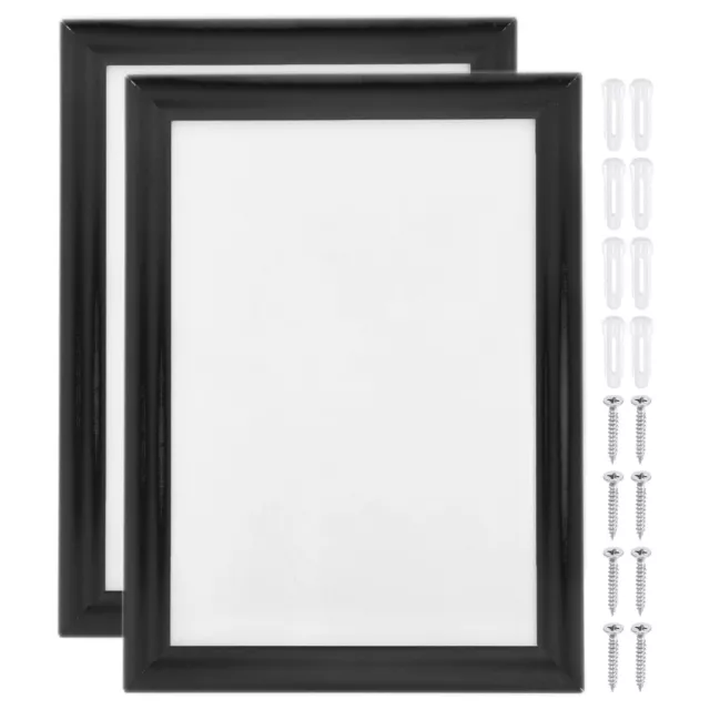 Front Loading Poster Frame Picture Frames Wall Mounting Snap A4 Frame Black 2pcs