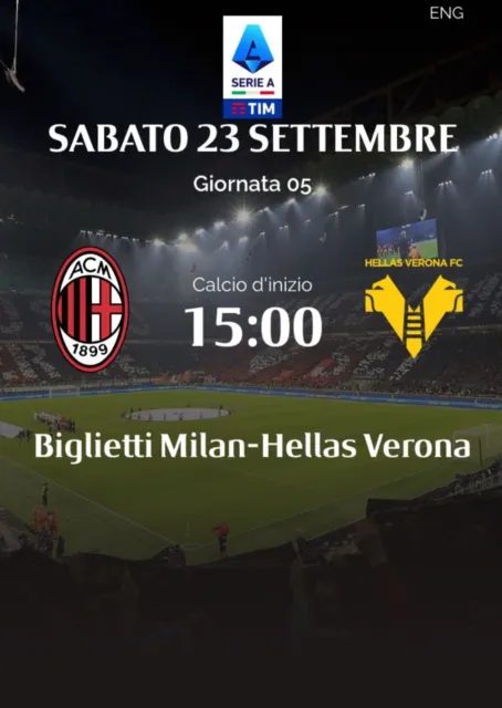 Biglietto Milan-Hellas Verona 23/09/2023 Secondo Anello Rosso Laterale