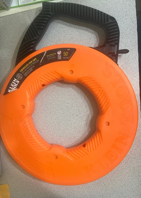 Klein Tools Fiberglass Fish Tape 50' Non-Conductive Multi-Grip Handle 56370 New