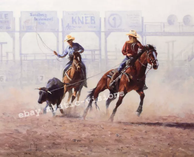 JOINT CUSTODY Jim Rey Signed & Numbered Roping Western Rodeo Art Print