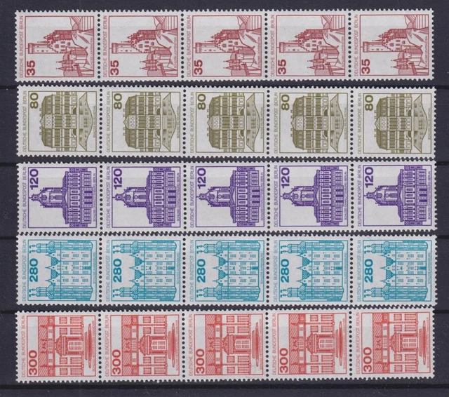 Berlin 673-677 RM 5er Streifen Burgen + Schlösser postfrisch