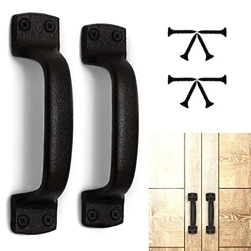 Rustic Barn Door Handles Black Cast Iron Gate Handle Vintage Metal Solid Heavy