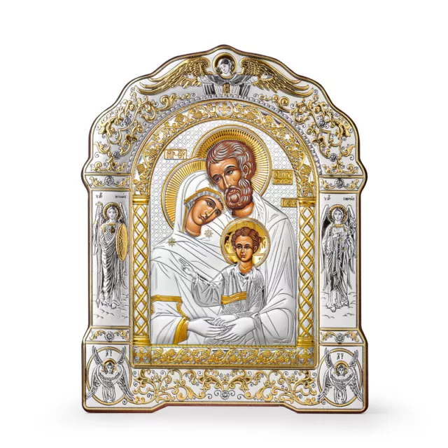 Holy Family Orthodox Handmade Silver Icon 17x23cm; 6,6x8,9"