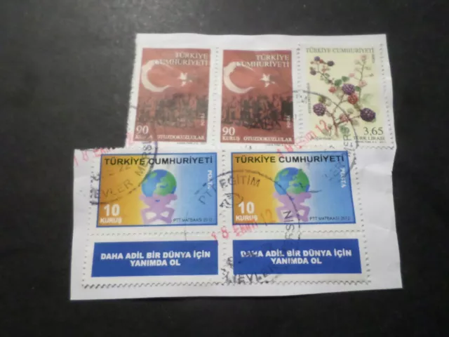 Turchia, Turkiye, Lotto Francobolli Timbrati Su Frammento, Usato Stamp