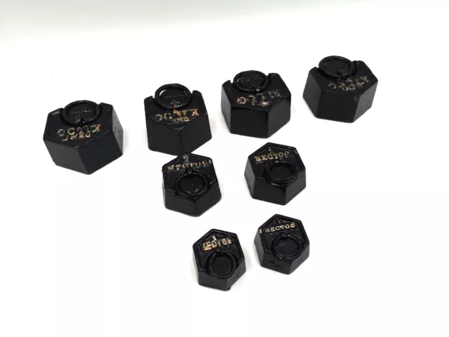 8x Gewichte Waage 0,5kg + 100g + 200g altes Gewicht Vintage schwarz lackiert