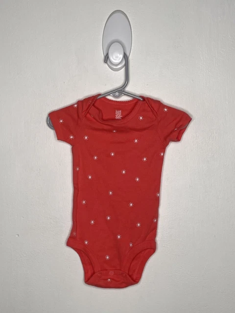 Carters One Piece Bodysuit Baby Girls Size 9 Months Coral Suns Shirt Sleeve