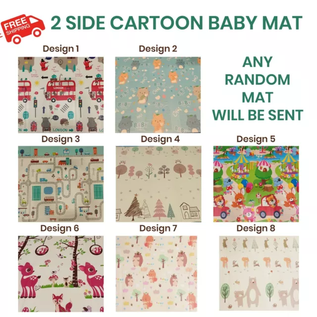 2 Side Cartoon Baby Mat Kids Crawling Deucational Play Soft Foam Foldable Gift