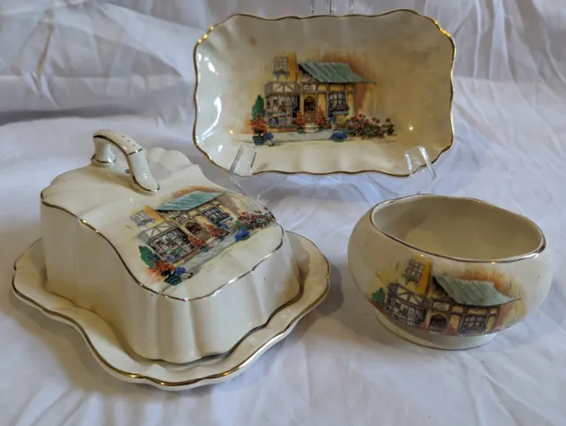 Vintage Sandland Ware Posy Shop Butter Dish and