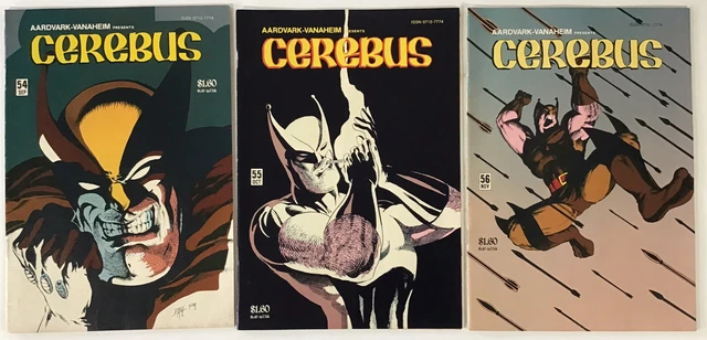 Cerebus Aardvark-Vanaheim Presents #54 55 56 - 1st Wolveroach Wolverine LOT OF 3