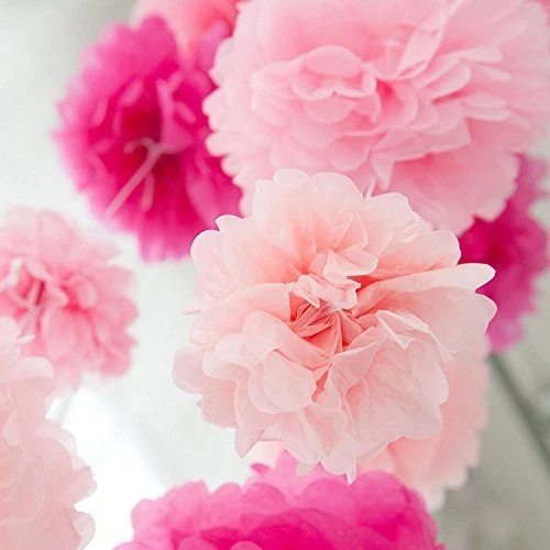 12 x Stoff Papier Bommel Bommel Blumenkugeln flauschig Hochzeit Party Dekoration 3
