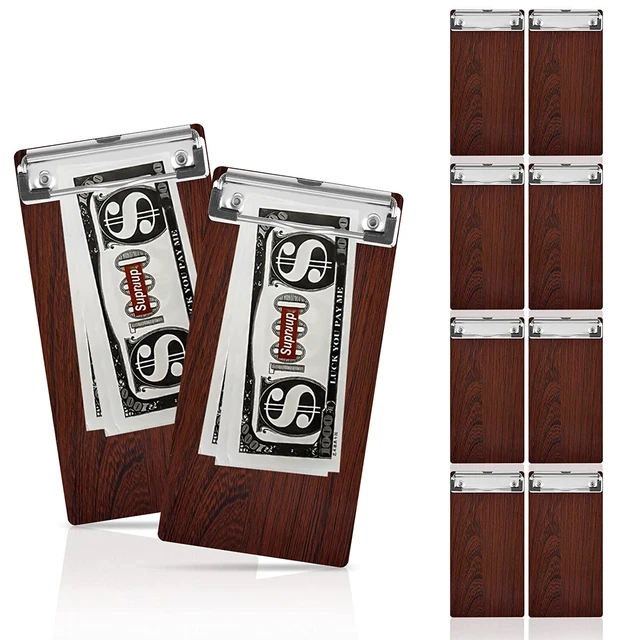 12 Pcs Black Wood Menu Holders Check Presenters for Restaurants Fiberboard Menu