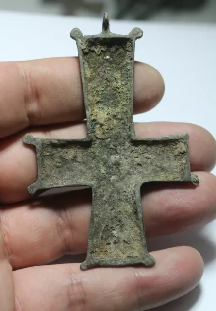 Zurqieh - As19118- Ancient Holyland. Large Byzantine Bronze Cross. 800 -1000 A.d