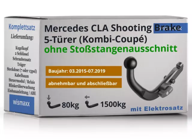 Brink Anhängerkupplung abnehmbar für Mercedes CLA X117 Shooting Brake 15-19 13P