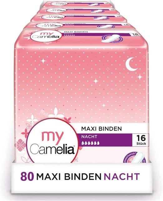 Camelia Maxi Binden Nacht, Selbstklebend, 5 X 16 Stück
