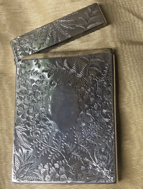 Silver Card Case George Unite Beautiful Engraving Victorian Birmingham 1892