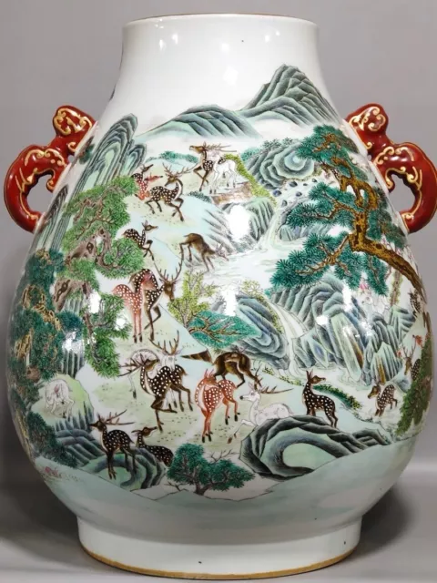 L Beautiful chinese famille rose porcelain gilded vase