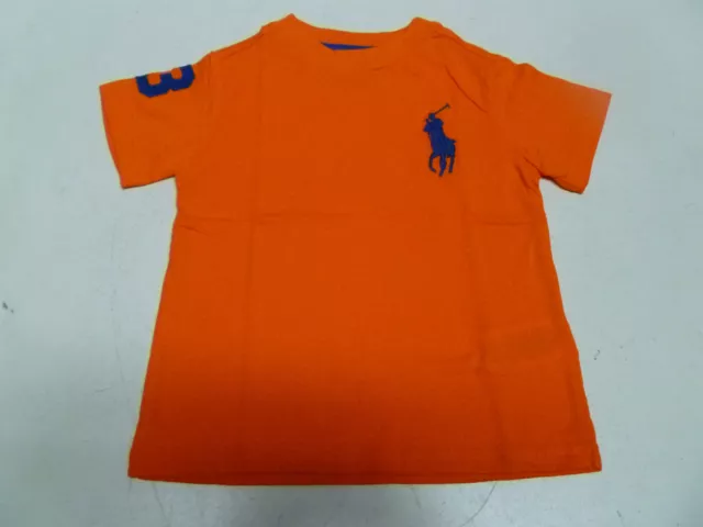 Ralph Lauren Polo Boys T shirt Top Crew S/S Age 1.5 - 2 Big Pony Orange Genuine