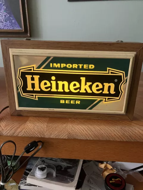 HEINEKEN BEER Sign Light Up Vintage Display Bar Man Cave 11.5 x 8