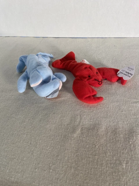 Ty Teenie Beanie Babies Bright Red Plush Lobster named "Pinchers" Preowned +