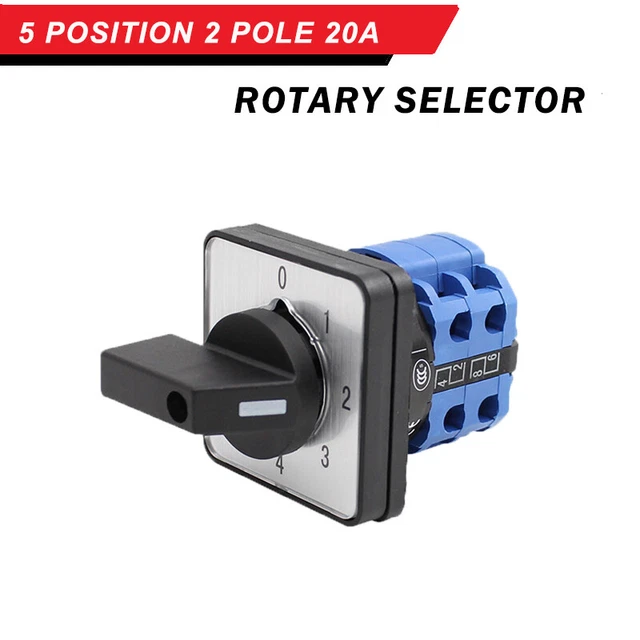 Interruttore Rotativo 4 Posizioni 8 Terminali - 20A 550V - Commutatore A Camma Con Terminali Blu - LW26-20