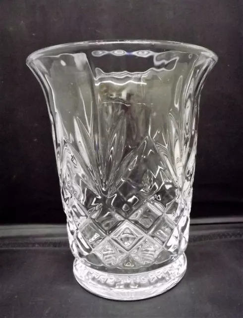 DEPLOMB Large Lead Crystal Vase Pineapple Diamond Pattern EUC