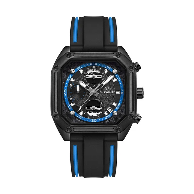 Orologio Marca Trendy Orologio Uomo Al Quarzo Orologio Quadrato Multifunzionale Popolare