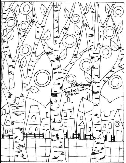 RUG HOOKING Craft PAPER PATTERN Checker Town FOLK ART PRIM Abstract Karla Gerard
