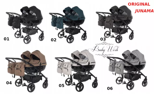 JUNAMA Basique Duo Bébé Enfants Poussette Double Landau 2in1 3in1 Isofix Base