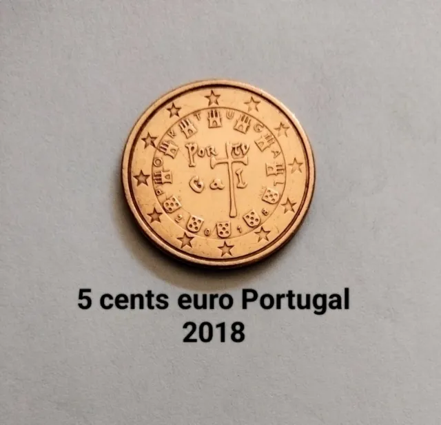 Pièce 5 cent euro Portugal 2018 brillant splendide/ poste suivi/