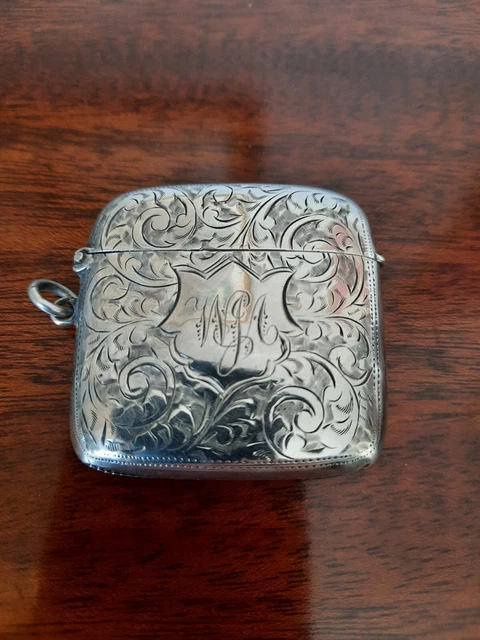 A Victorian Silver Hallmarked Vesta Case, Birmingham 1900, Maker, John Rose