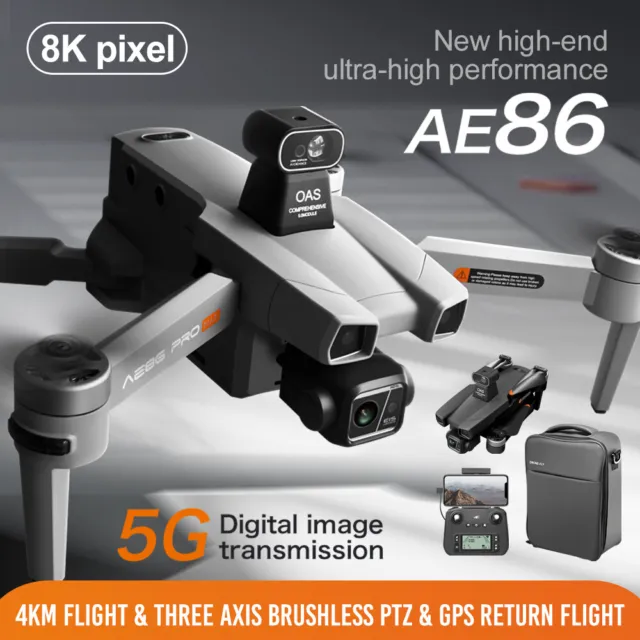 Professional 5G GPS 8K WiFi FPV Drone Dual Camera RC Quadcopter With 3 Battery