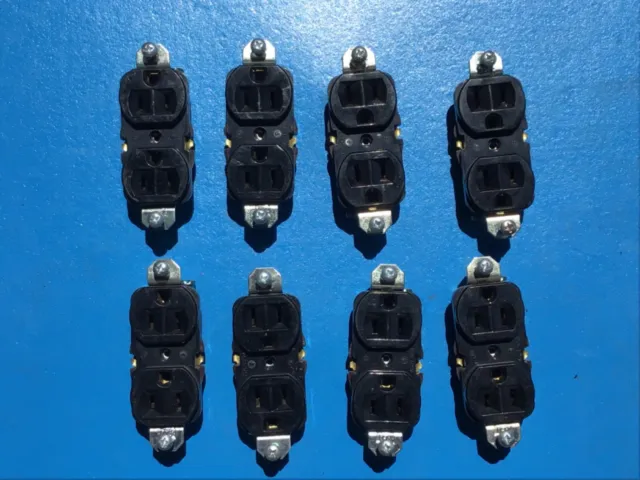 Lot of 8 Black COMMERCIAL Outlet 15A 125V  Made in USA