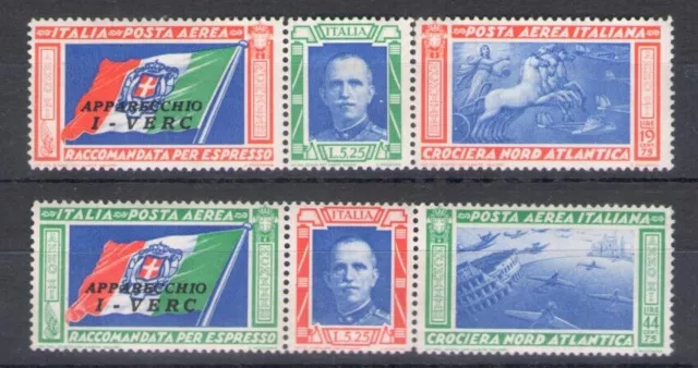 1933 Italy - Kingdom, Airmail, no. 51T/52T - Verc Triptychs - MNH**