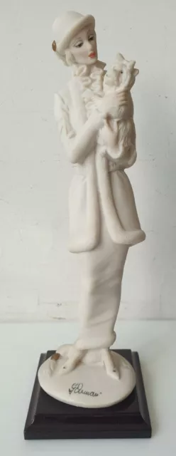 giuseppe armani FLORENCE 1987 statuette femme son chien art nouveau signé 26 cm